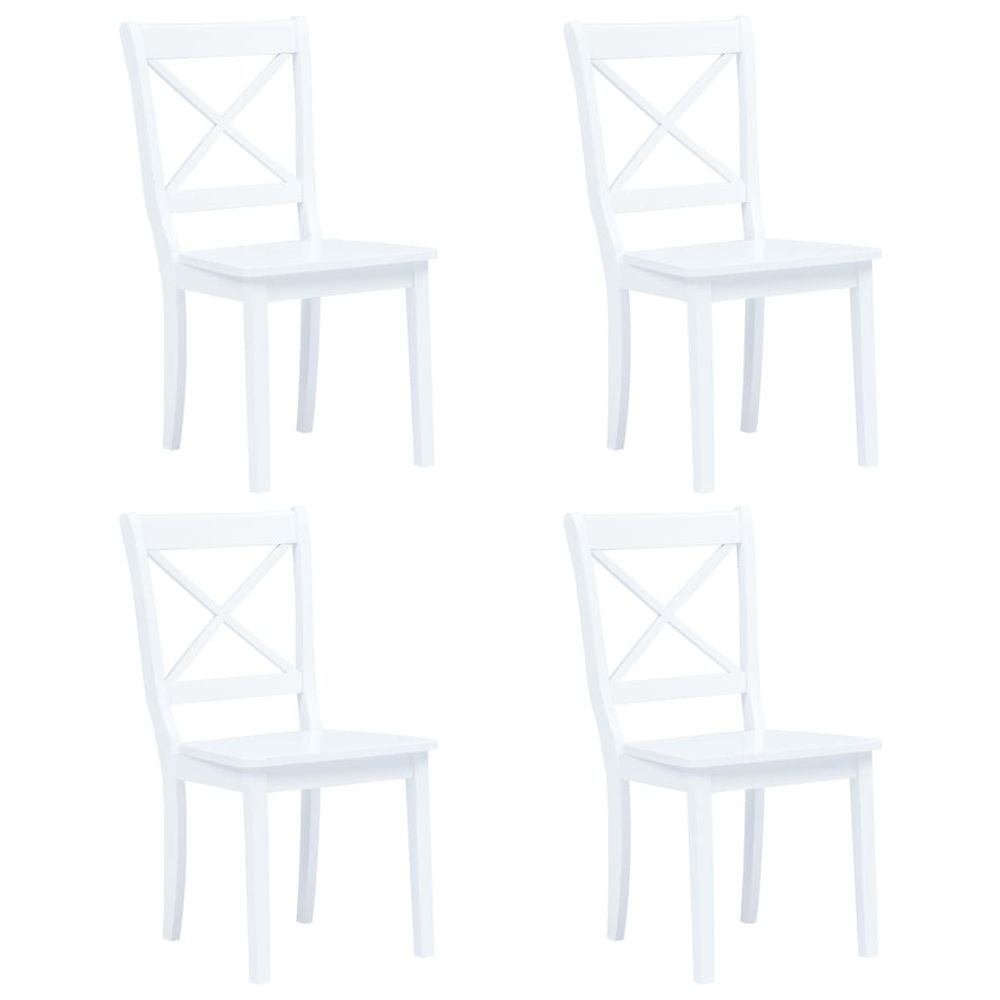 Vidaxl Jedálenské stoličky 4 ks biele masívne kaučukové drevo